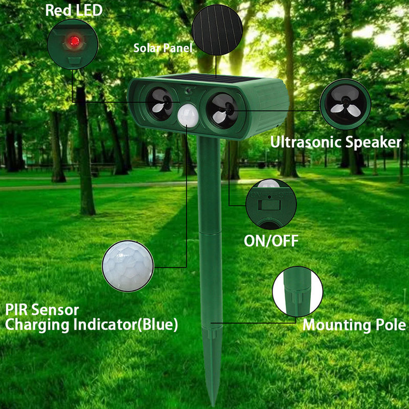 Sensor de movimento e luzes intermitentes Repelente solar de animais para proteção ao ar livre no quintal