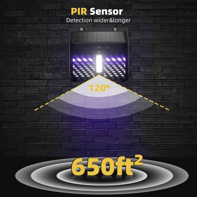 Sensor de movimento PIR Lâmpada solar contra mosquitos Repelente de insetos Material ABS contra moscas