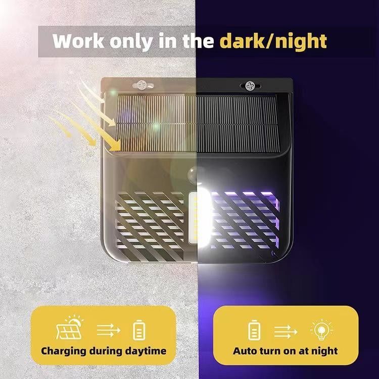 Sensor de movimento PIR Lâmpada solar contra mosquitos Repelente de insetos Material ABS contra moscas