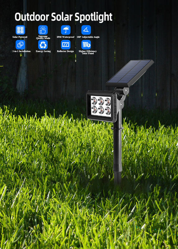 Lâmpada solar IP65 à prova d'água Solar Powered Outdoor LED Spot Lawn Spike Light 300lm