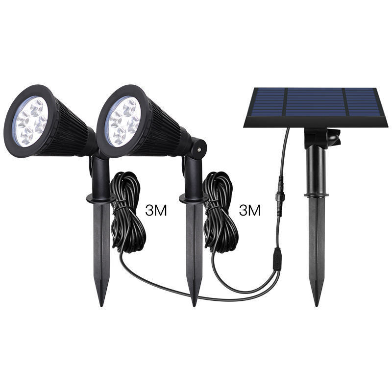 Paisagens ao ar livre ABS Double Head Solar Power Garden Light com 2- e Wire Security