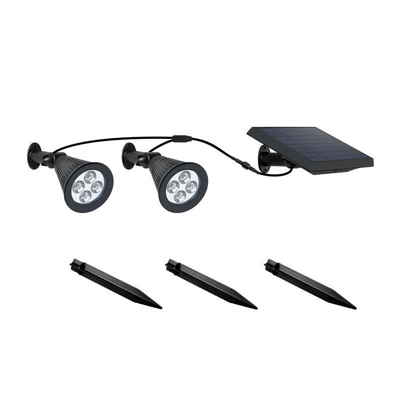 Paisagens ao ar livre ABS Double Head Solar Power Garden Light com 2- e Wire Security