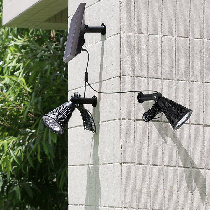 Paisagens ao ar livre ABS Double Head Solar Power Garden Light com 2- e Wire Security