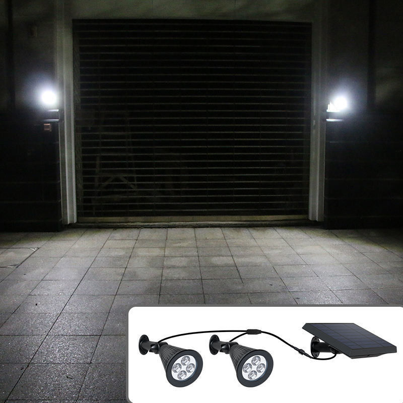 Paisagens ao ar livre ABS Double Head Solar Power Garden Light com 2- e Wire Security