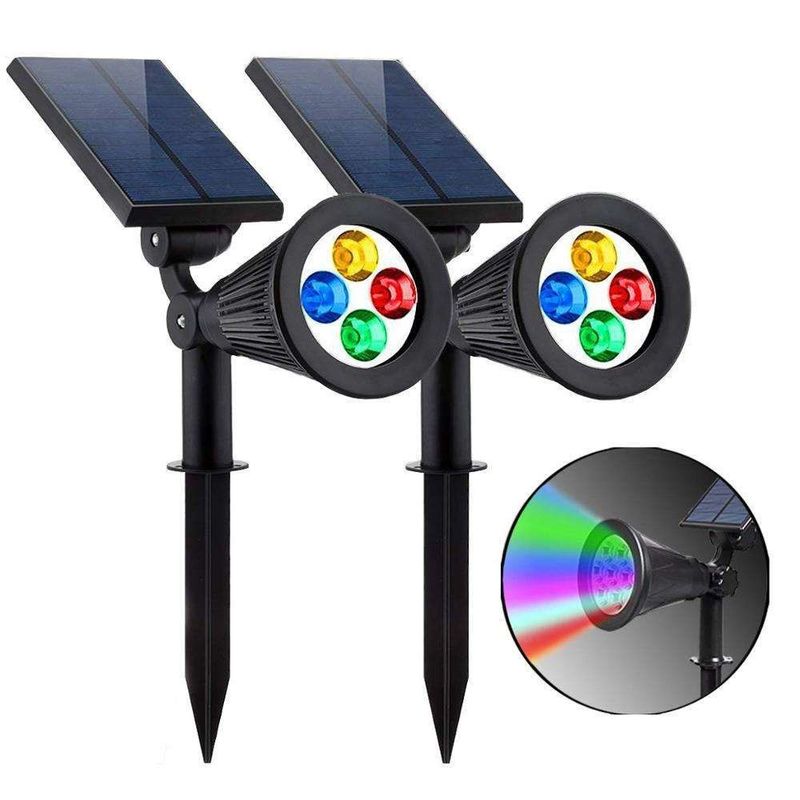 Luminárias de exterior modernas Portátil Led Solar Jardim Câmbio de cor Foco de luz IP65