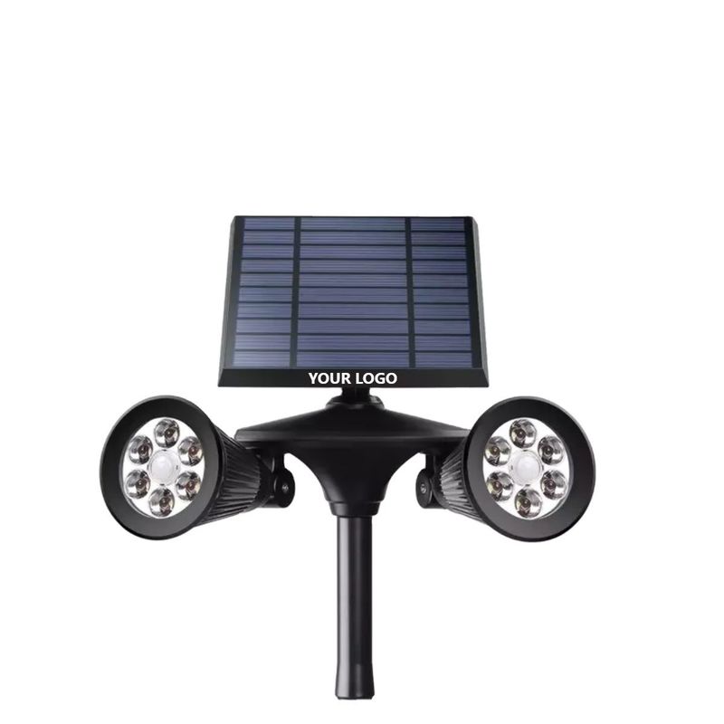 Lâmpadas solares de cabeça dupla de aço inoxidável