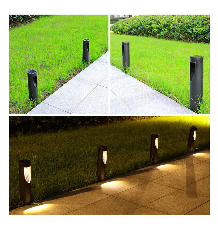 Lâmpada de via solar sem fio Auto ligada/desligada para relva de jardim solar cilíndrico exterior
