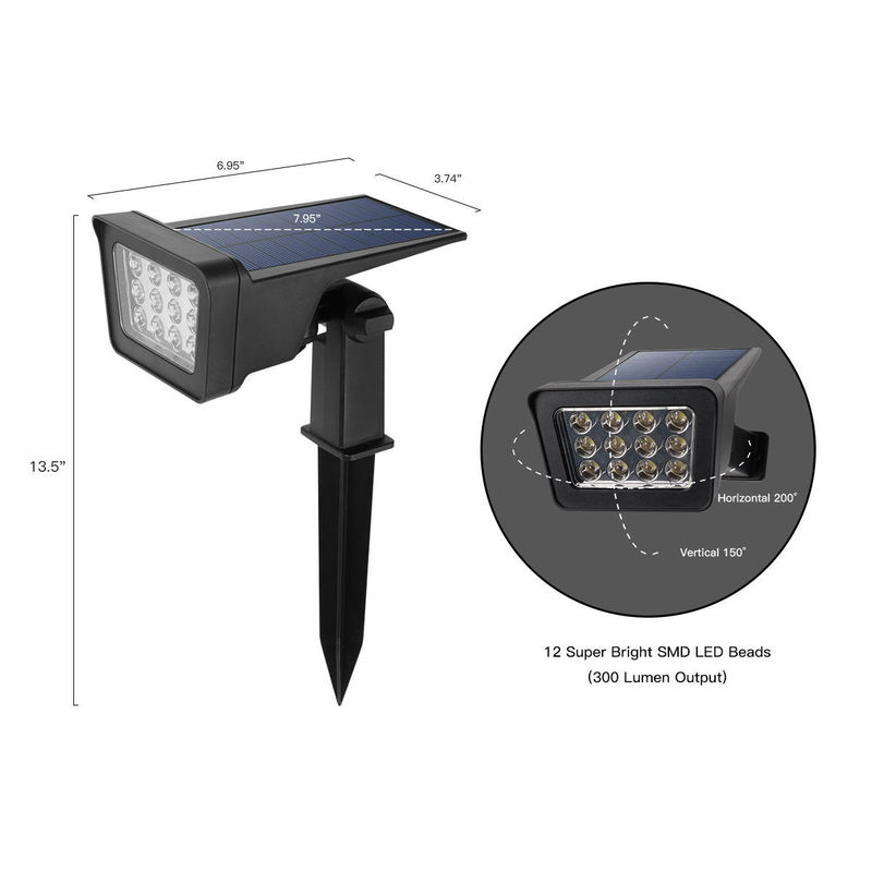 5000K Temperatura de Cor Luzes de Ponto Solar Bollard para Design de Jardim ao Ar Livre Perfeito