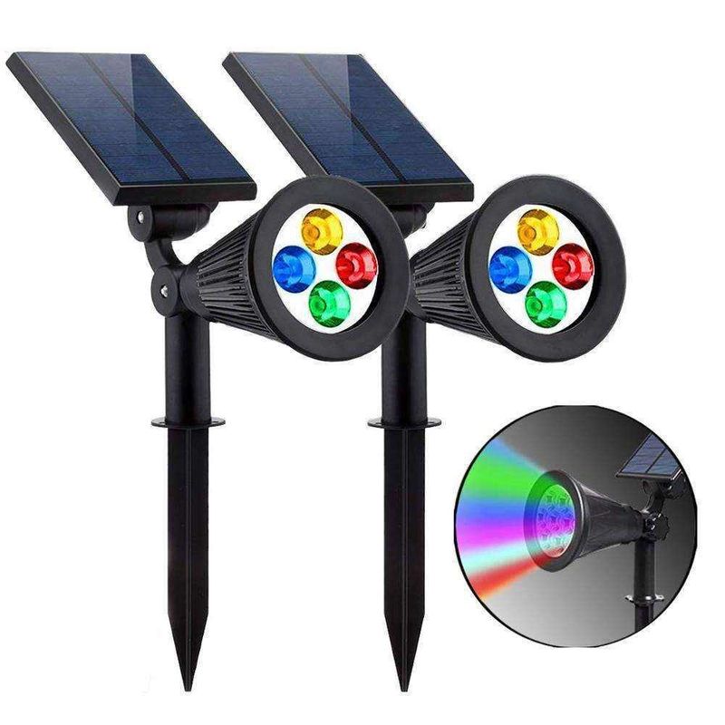 2 IN 1 Solar Garden Spot Light RGB LED de mudança de cor para grama exterior