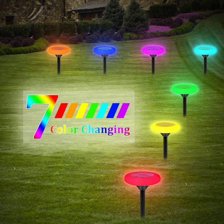 Luzes solares para o exterior 7 Luzes de passagem solar de mudança de cor para iluminação de jardim