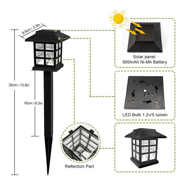 8 horas de vida útil Luzes solares LED inserção para lâmpada de gramado no pequeno jardim do palácio