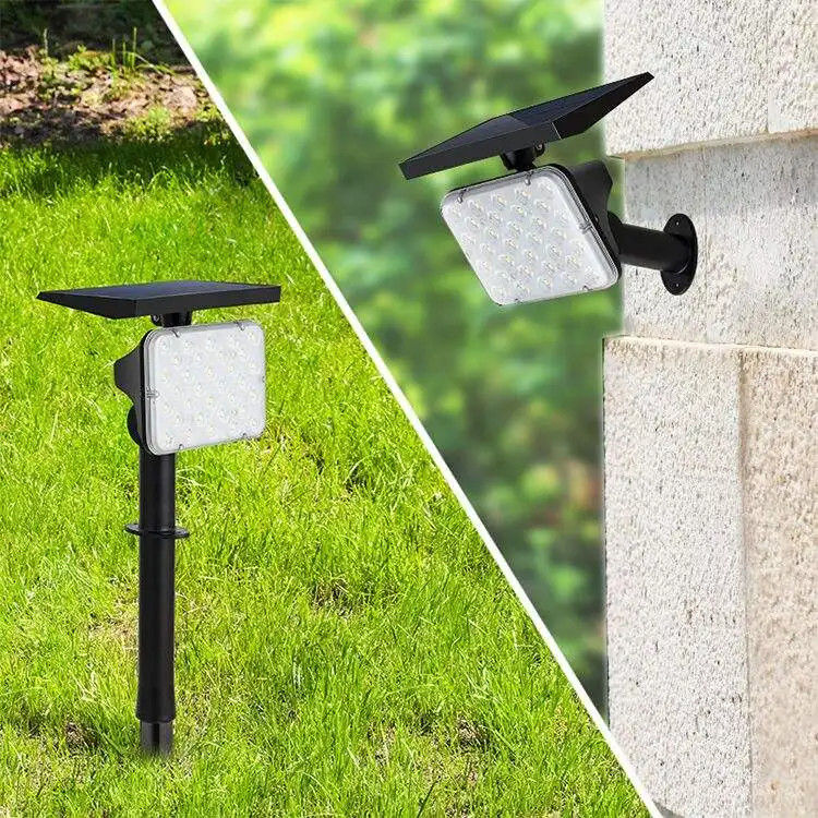 IP65 Alimentado com energia solar 64 LED Iluminação de gramado de jardim Iluminação de palco de paisagem exterior Iluminação de palco 2 em 1 Iluminação de parede sem fio