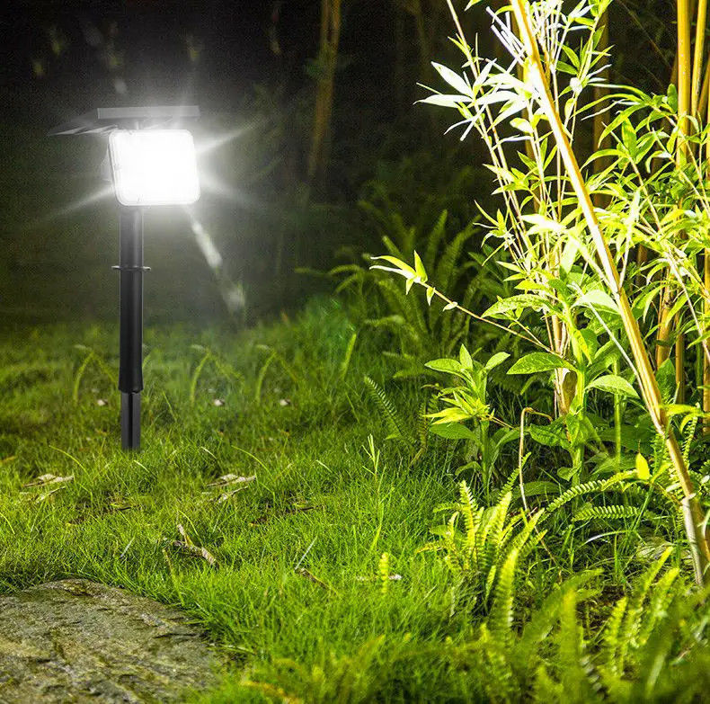 IP65 Alimentado com energia solar 64 LED Iluminação de gramado de jardim Iluminação de palco de paisagem exterior Iluminação de palco 2 em 1 Iluminação de parede sem fio