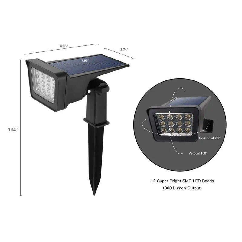Suporte Dimmer 100lm/w Lâmpada Eficiência luminosa LED Solar Parede jardim e luz do chão