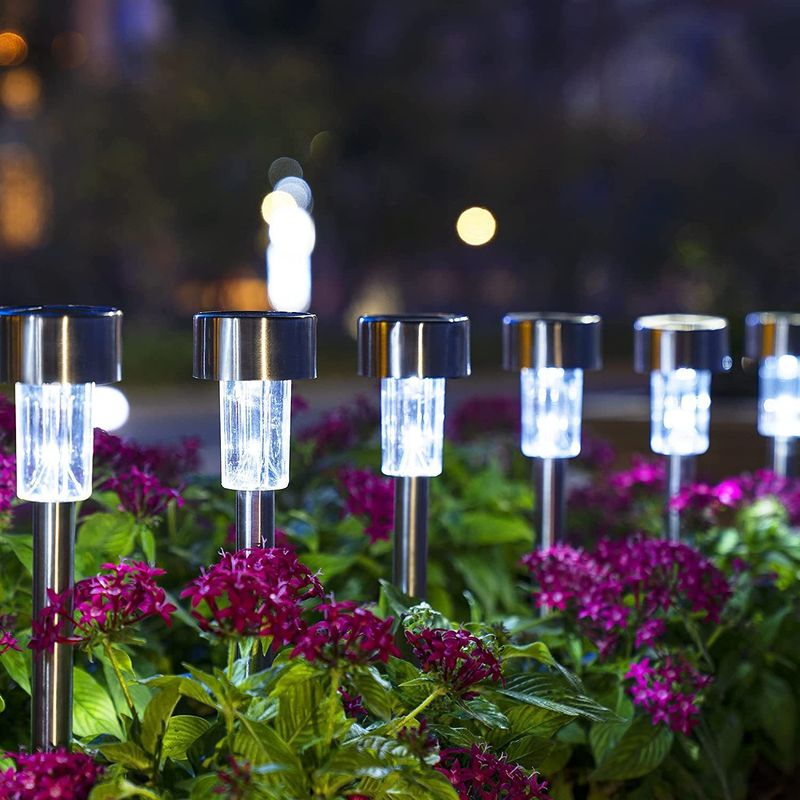 Lâmpadas de paisagem LED solares diretas para iluminação de jardim de aço inoxidável
