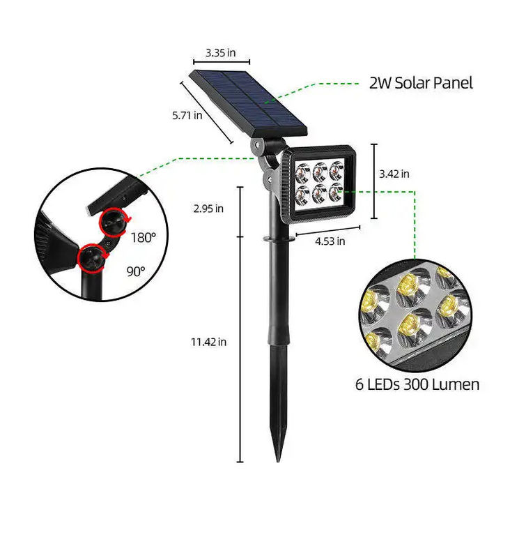Família Pathway Spotlight Árvore Terraço Solar Jardim Spot Light com e 3,7V Voltagem de Entrada