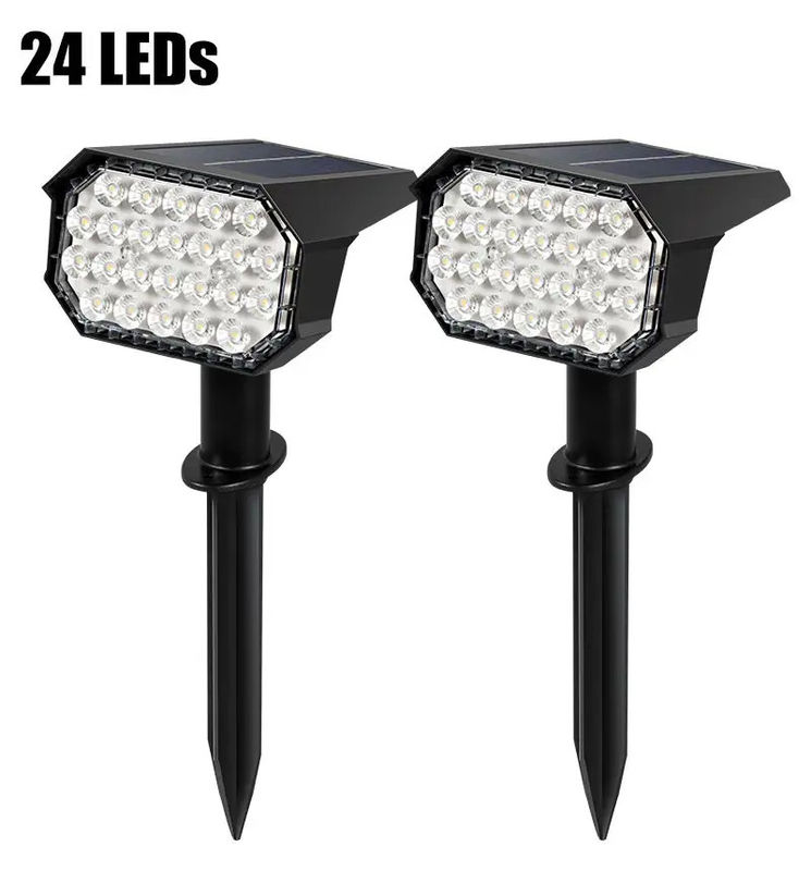 24 Leds Solar Led Street Light Lâmpada para Caminho pátio paisagem gramado Spike Parede