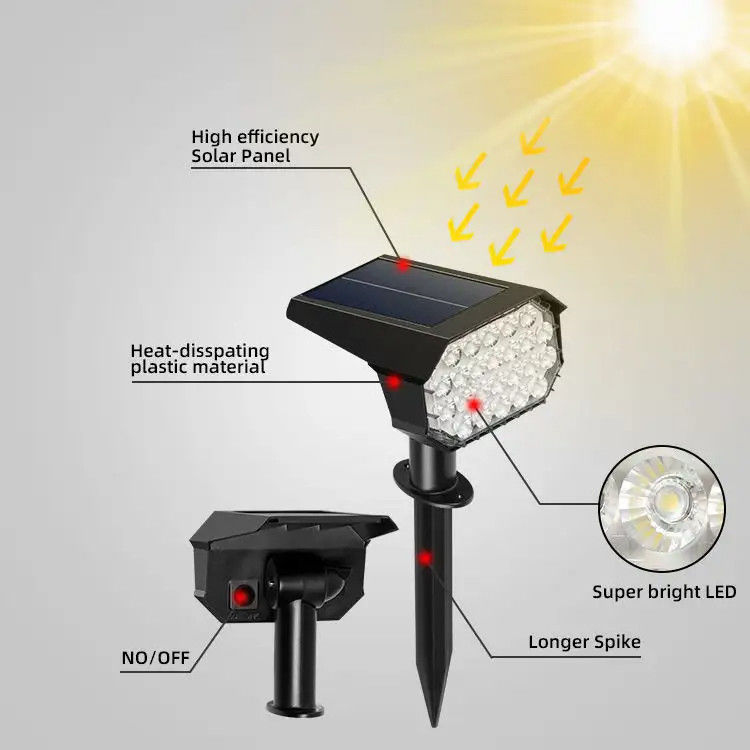 24 Leds Solar Led Street Light Lâmpada para Caminho pátio paisagem gramado Spike Parede