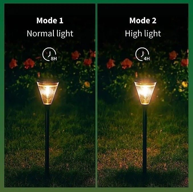 80 Ra Índice de Representação de Cor Exterior Alimentado com Energia Solar Branco Quente 2 modos LED Jardim Caminho Iluminação de gramado