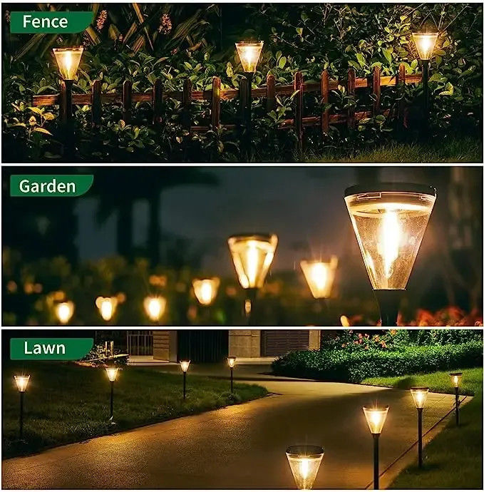 Luz solar de jardim à prova d'água exterior Tricolor ajustável para paisagem do parque Villa Yard