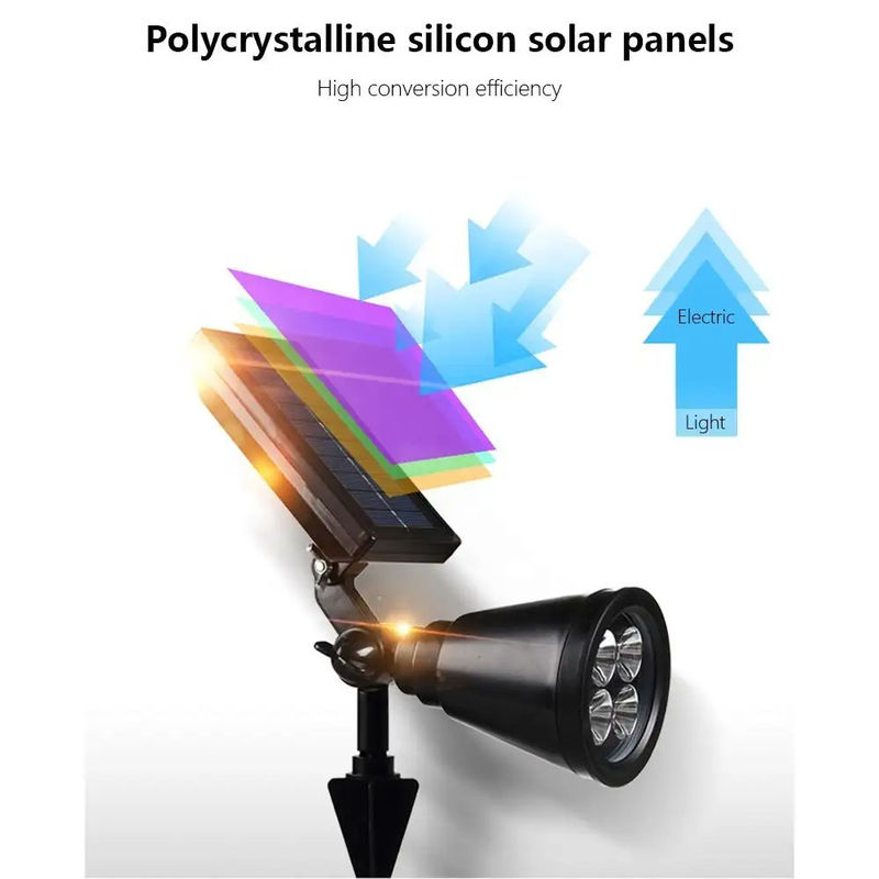 Fornecimento de energia solar 4 Led Spotlight Ip65 resistente à água Luz solar Spot para jardim ao ar livre