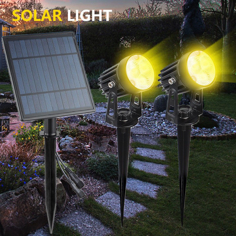 Luzes solares Ip65 Lâmpadas impermeáveis para jardim em paisagem branca quente/fria RGB