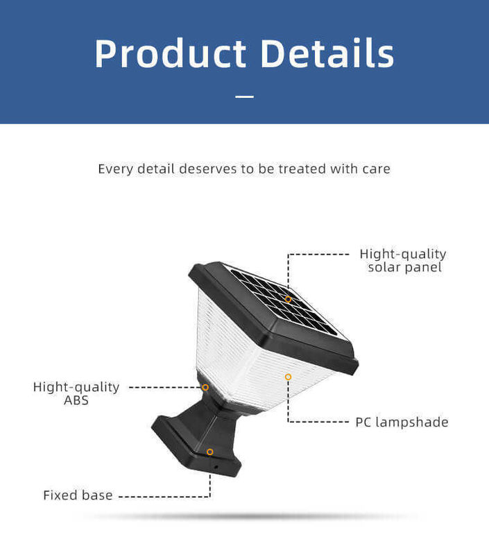 Iluminação exterior à prova d'água IP65 Post Garden Spike Led Gate Solar Pillar Light com ABS