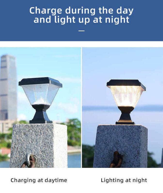 Iluminação exterior à prova d'água IP65 Post Garden Spike Led Gate Solar Pillar Light com ABS