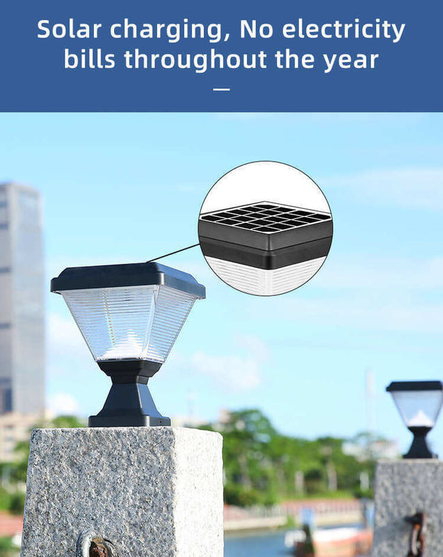 Iluminação exterior à prova d'água IP65 Post Garden Spike Led Gate Solar Pillar Light com ABS
