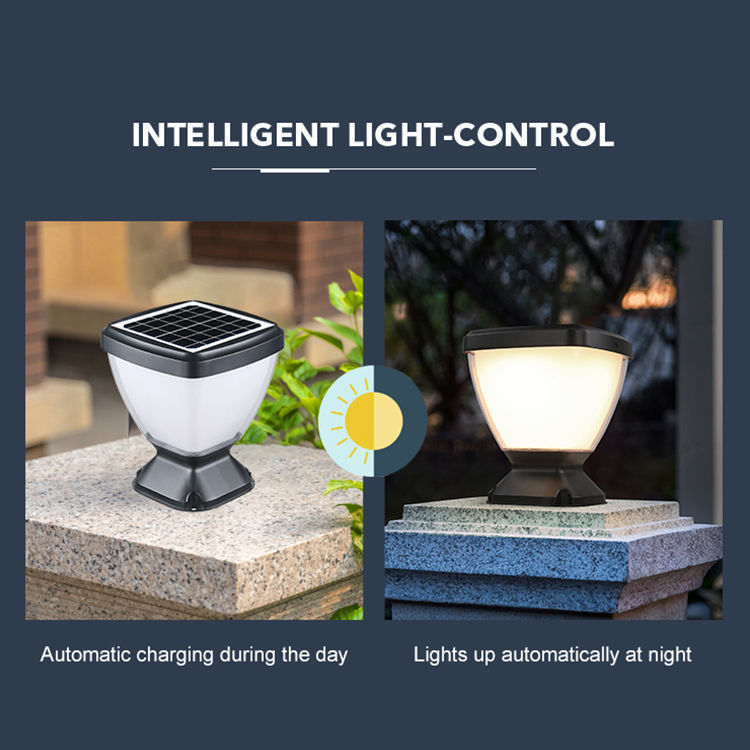 Iluminação de paisagem exterior Solar Pillar Light Led Solar Villa Wall Lamp 3000K/6500K