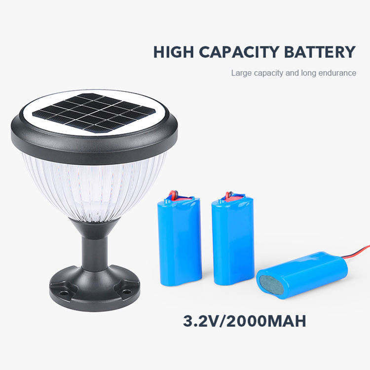 Lâmpada de cabeça de coluna de energia solar para iluminação de paisagem de pátio exterior