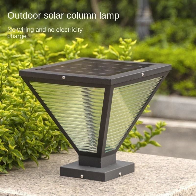 Lâmpada de pilar LED solar resistente à água para coluna exterior