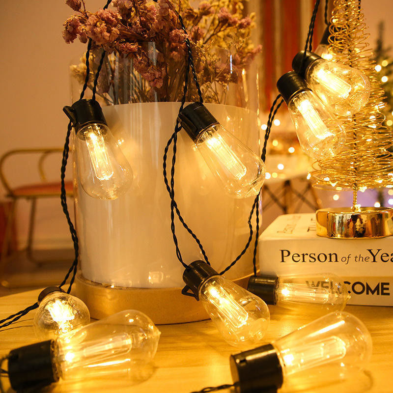 Lâmpadas LED solares Edison para decorações de Natal ao ar livre Patio 6lm 1-