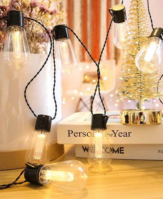 Lâmpadas LED solares Edison para decorações de Natal ao ar livre Patio 6lm 1-