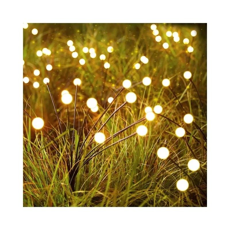 Lâmpada de fogos de artifício LED Solar Wind-Powered Swinging Firefly Garden Outdoor Rgb Firework Light