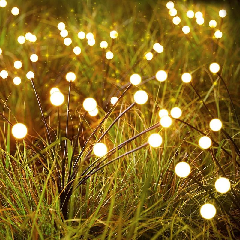 Lâmpada de fogos de artifício LED Solar Wind-Powered Swinging Firefly Garden Outdoor Rgb Firework Light