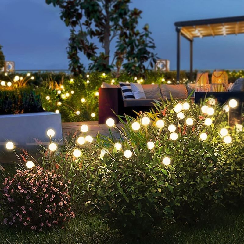 Lâmpada de fogos de artifício LED Solar Wind-Powered Swinging Firefly Garden Outdoor Rgb Firework Light