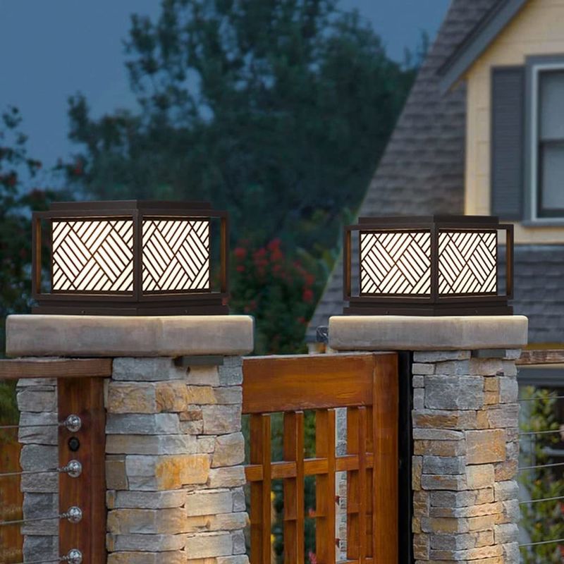 Iluminação solar exterior de pilares Iluminação de rua vintage para jardim fonte de luz LED