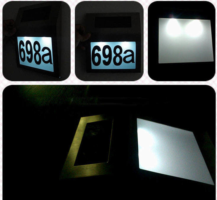 Alto Fluxo Luminoso Número Solar Luz Endereço Sinalização Iluminação de porta para parede exterior