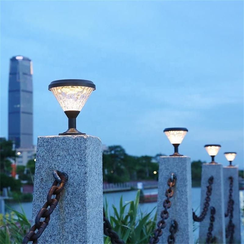 Estilo europeu IP65 Lâmpada à prova d'água Largo Solar Led Relógio de gramado Bollardo Jardim Luz para exterior