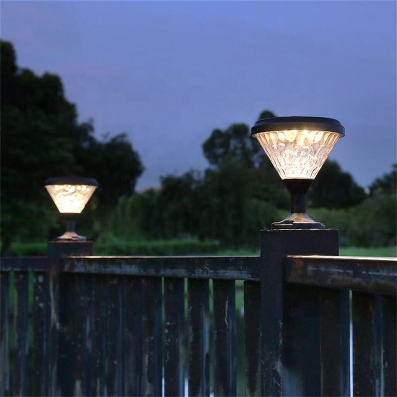 Estilo europeu IP65 Lâmpada à prova d'água Largo Solar Led Relógio de gramado Bollardo Jardim Luz para exterior