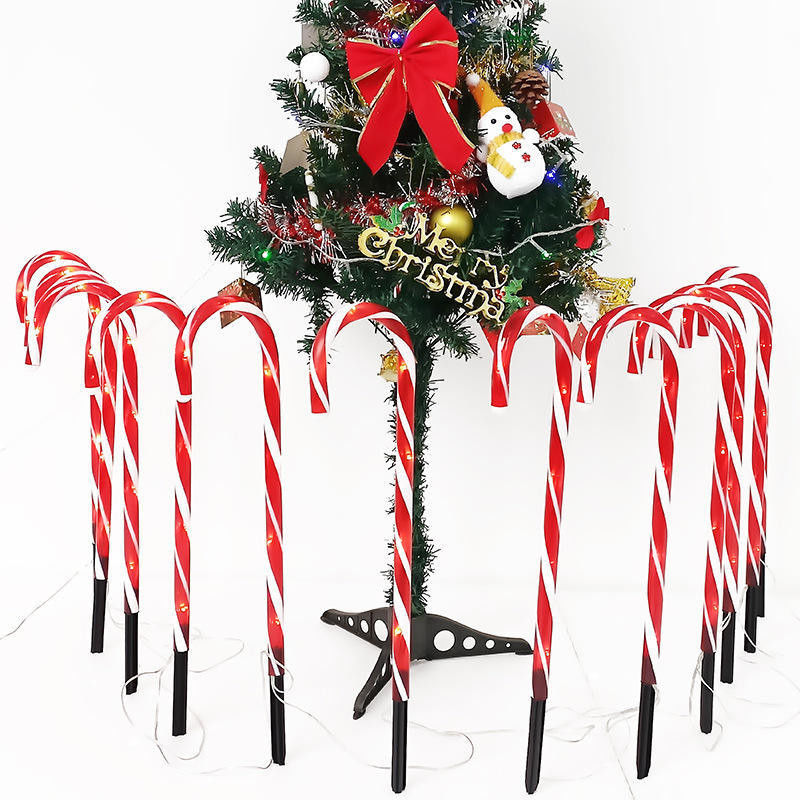 Lâmpadas LED solares ao ar livre Lâmpadas de canela de doces de Natal para outras decorações de Natal