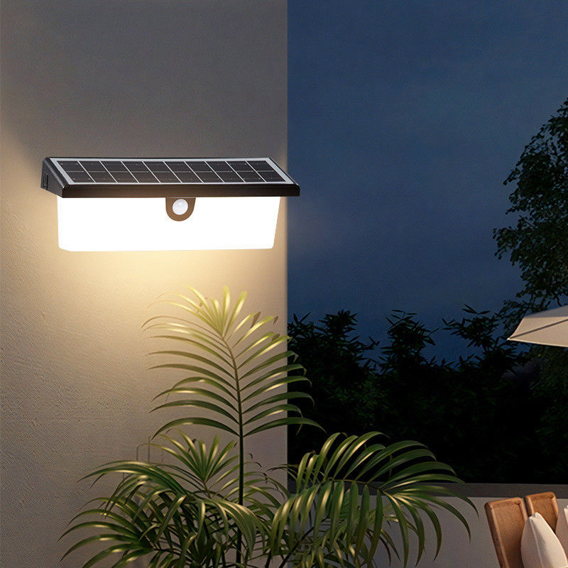 Lâmpada solar de parede à prova d'água Sensor de movimento LED exterior Lâmpada de decoração para parede de jardim