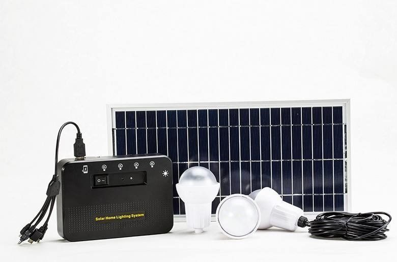 Tamanho do painel solar 350*460*17mm Kit de luz solar com 4 lâmpadas LED para iluminação de rede