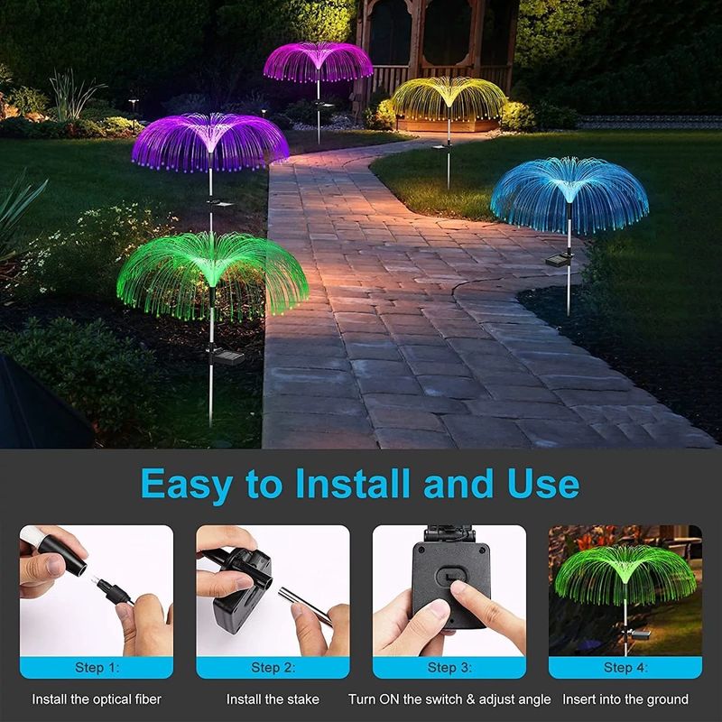 Atmosfera Iluminação decorativa para área de casa à prova d'água Fibra óptica LED Medusa