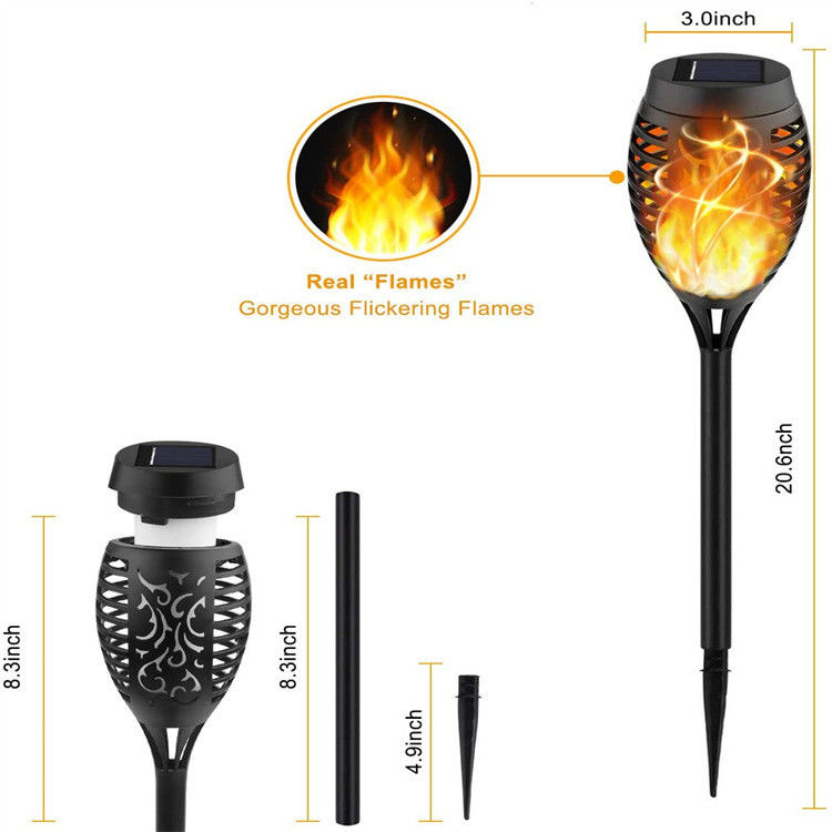 Luz LED solar para dançar Flicker Flame Paisagem pátio à prova d'água exterior