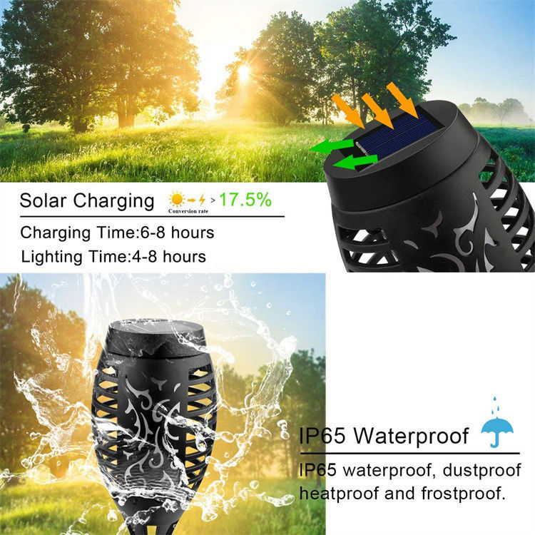 Luz LED solar para dançar Flicker Flame Paisagem pátio à prova d'água exterior
