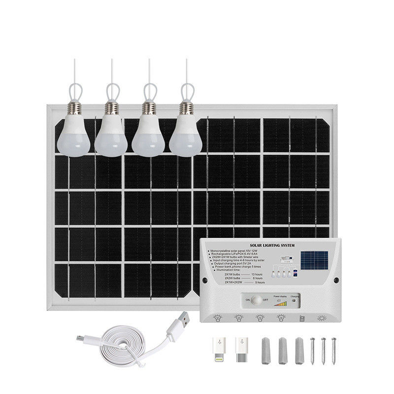 360° ângulo de feixe Luz de energia solar para acampamento Sistema de geração de energia exterior portátil