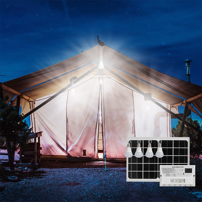 360° ângulo de feixe Luz de energia solar para acampamento Sistema de geração de energia exterior portátil