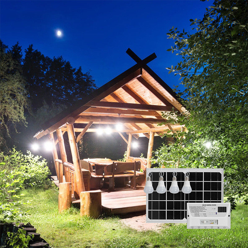 360° ângulo de feixe Luz de energia solar para acampamento Sistema de geração de energia exterior portátil